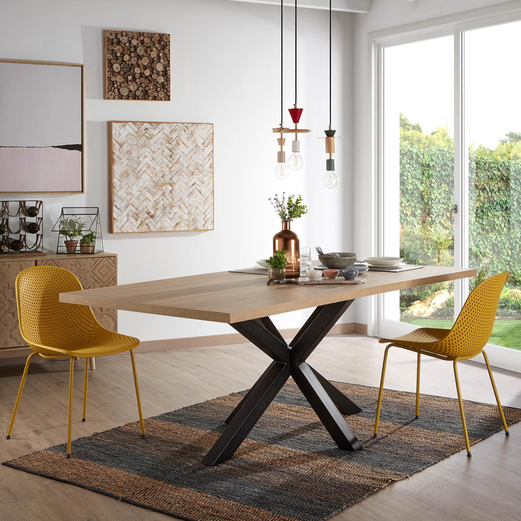Kave Home Argo Eettafel - 180 x 100 cm - Eiken / Zwart