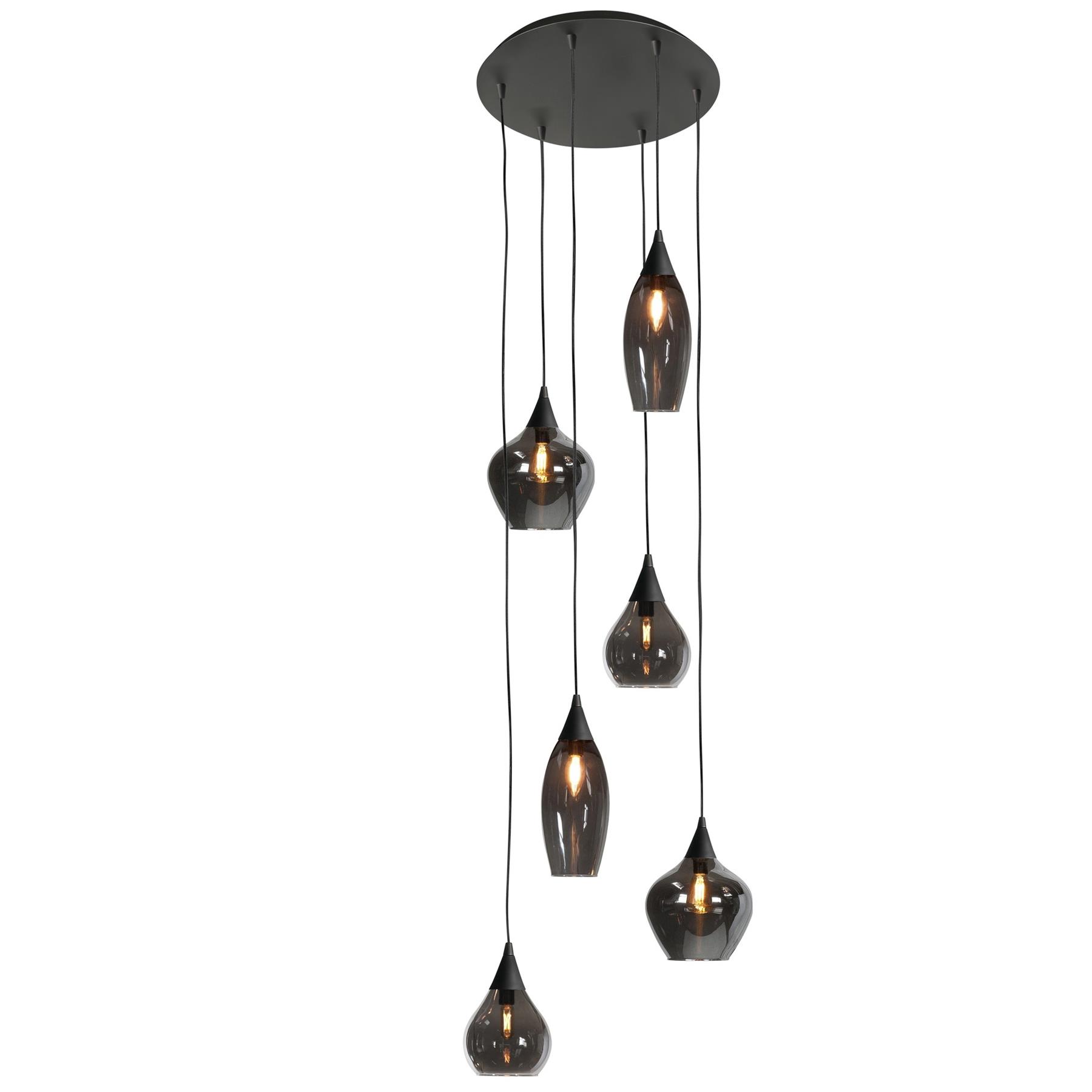 Highlight Hanglamp Cambio Black & Smoke  6 Lichts