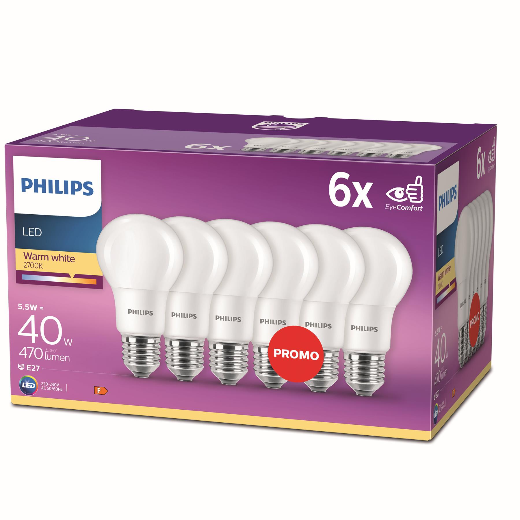Philips LED-lampen 5,5 W 470 lumen 6 st 929001234291