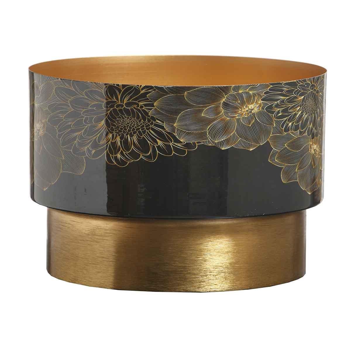 PTMD Elora Ronde Plantenbak - H20 x Ø29,5 cm - Metaal - Goud
