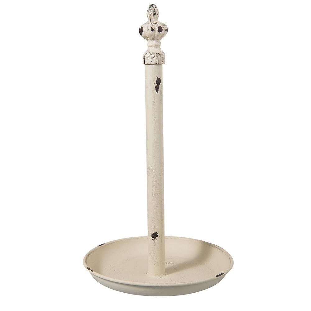 Clayre & Eef Keukenrolhouder  Ø 20x37 cm Wit Ijzer Rollenhouder