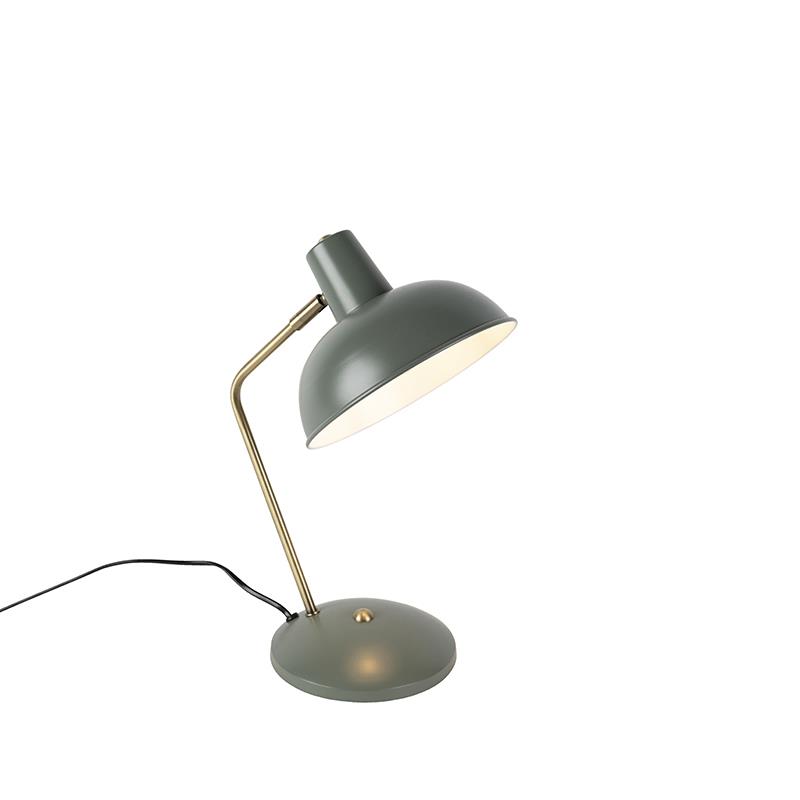 QAZQA Retro tafellamp groen met brons - Milou
