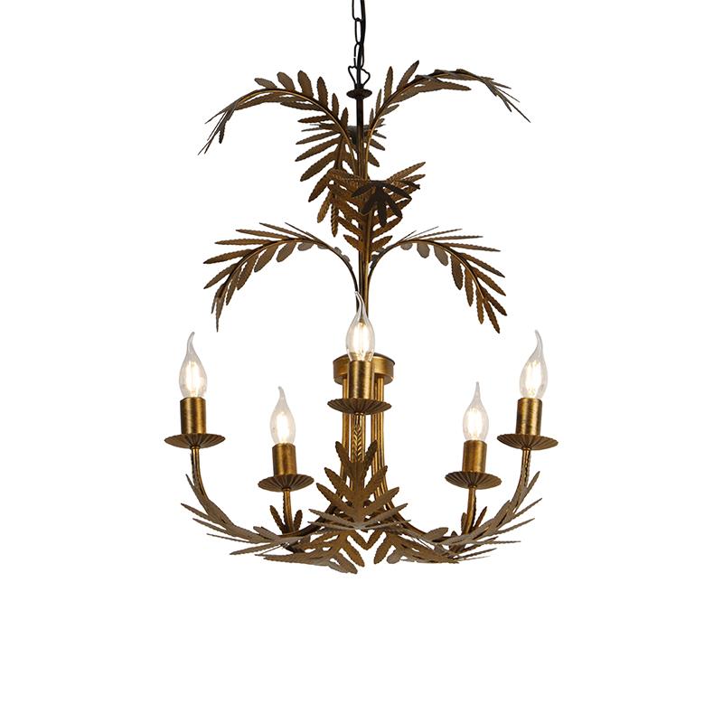 QAZQA Vintage kroonluchter goud 5-lichts - Botanica