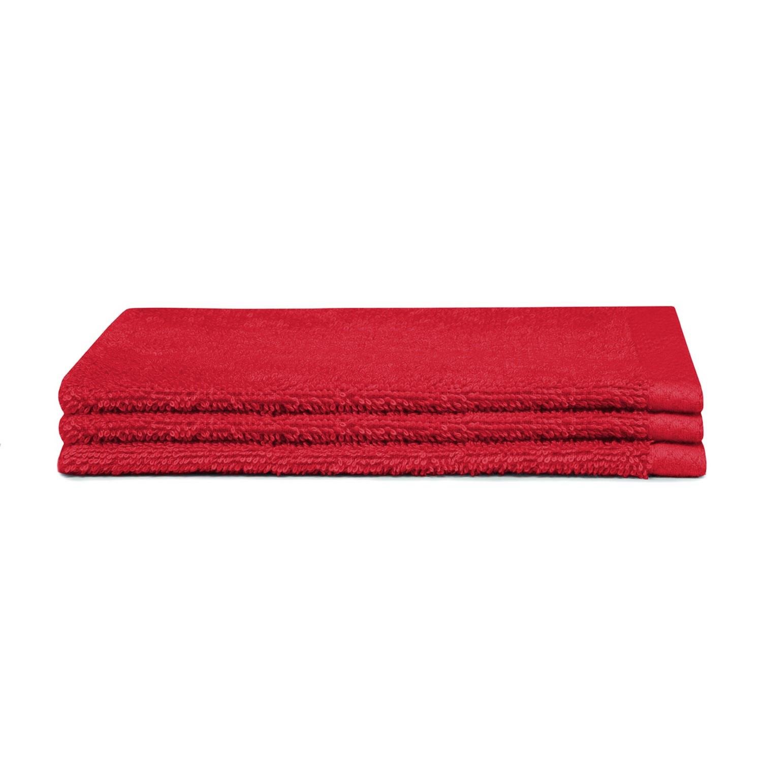 Seahorse washand Pure - 16 x 21 cm - Rood - 3 stuks