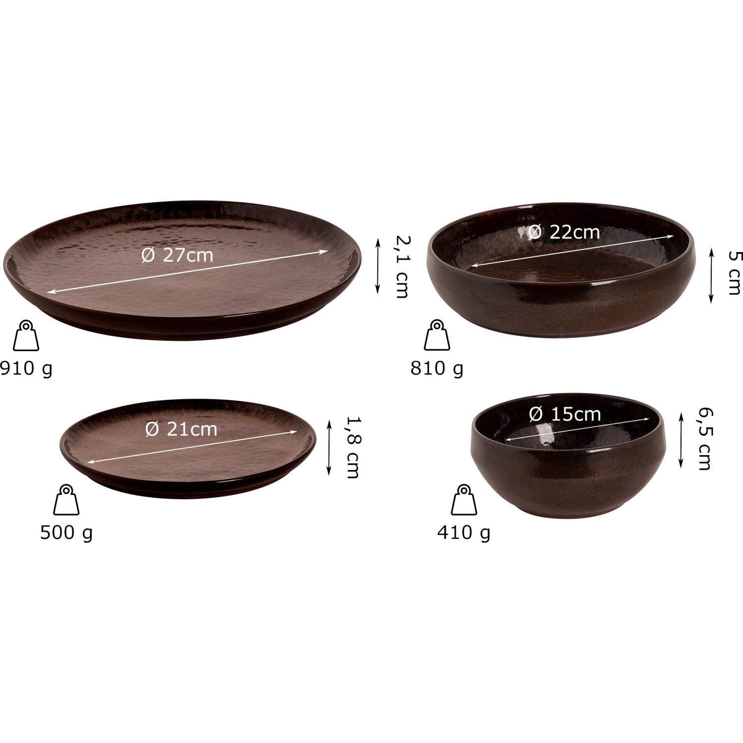 Palmer Serviesset Bama Copper Stoneware 6-persoons 24-delig Koper