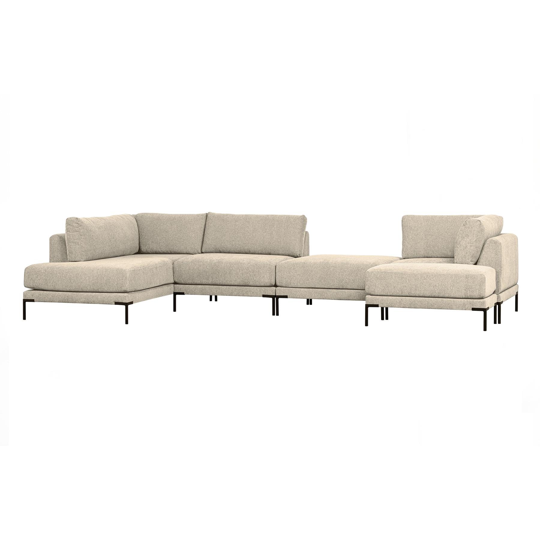 vtwonen Couple Poef - Polyester - Zand - 44x50x100