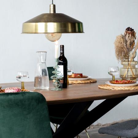 Giga Meubel - Eettafel Ovaal Mangohout - Zwart Onderstel - Diamond