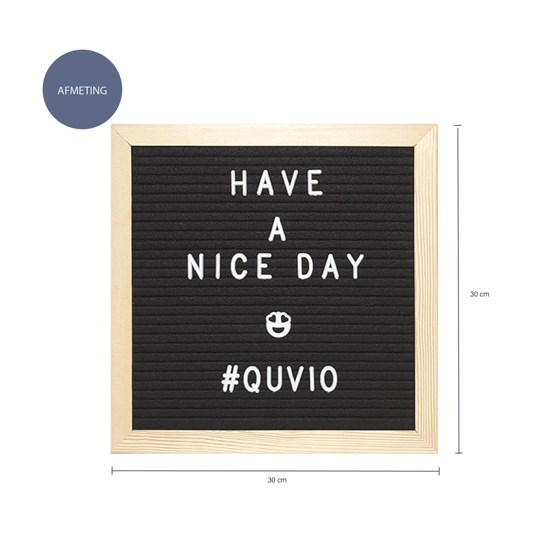 QUVIO Letterbord zwart met houten lijst