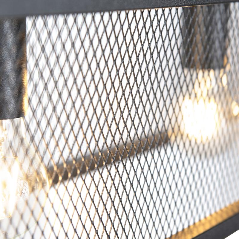 QAZQA Smart industriële hanglamp zwart incl. 4 WiFi A60 - Cage Wire