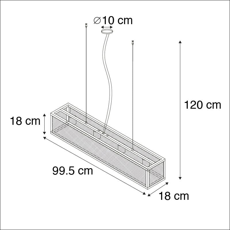 QAZQA Smart industriële hanglamp zwart incl. 4 WiFi A60 - Cage Wire