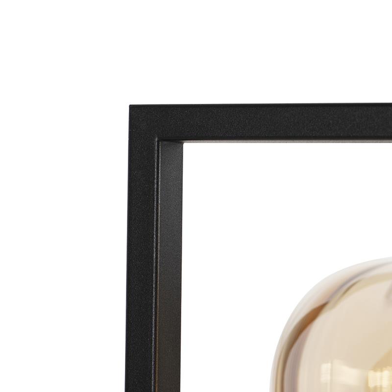 QAZQA Design vloerlamp zwart met amber glas - Qara Down