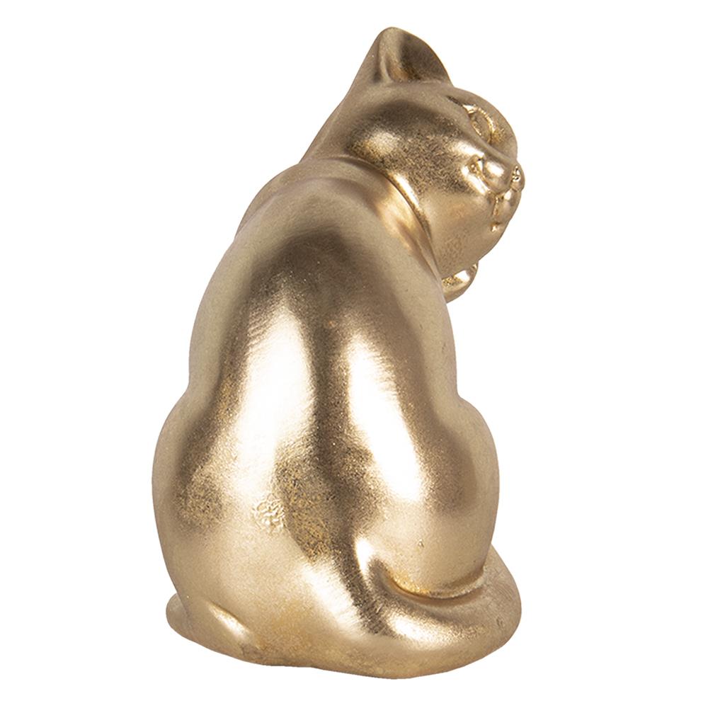 Clayre & Eef Beeld Kat 21x13x20 cm Goudkleurig Polyresin