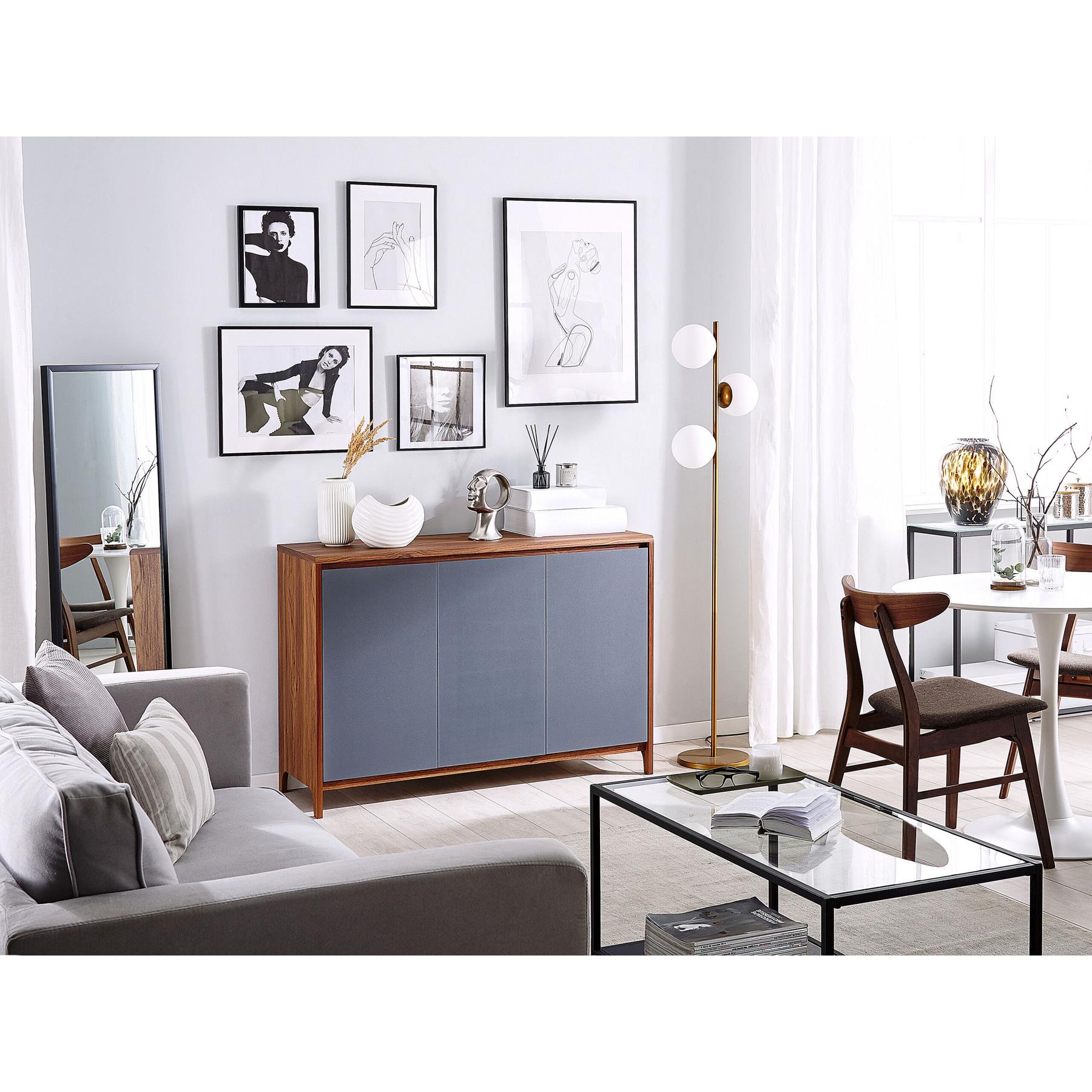 Beliani - MEDFORT - Sideboard - Donkere houtkleur - Vezelplaat