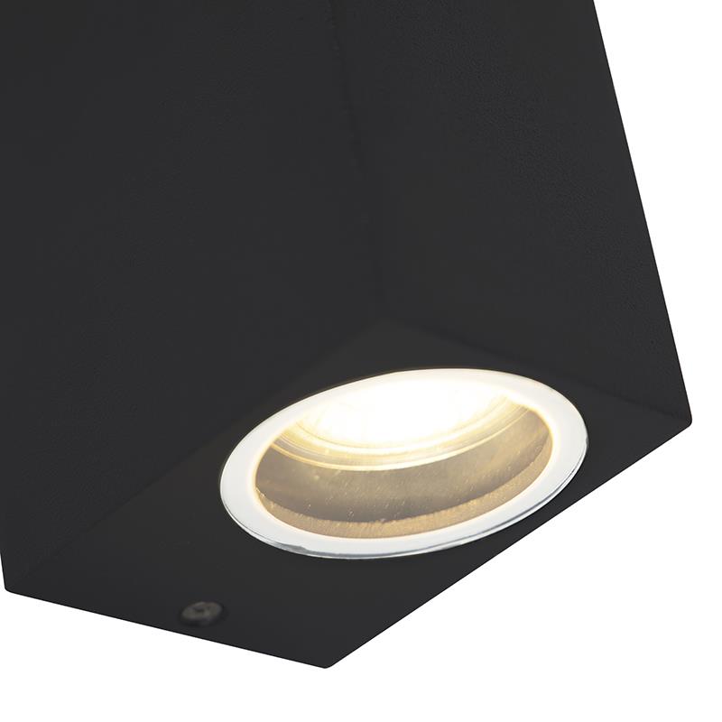 QAZQA Set van 2 moderne wandlampen zwart 2-lichts IP44 - Baleno