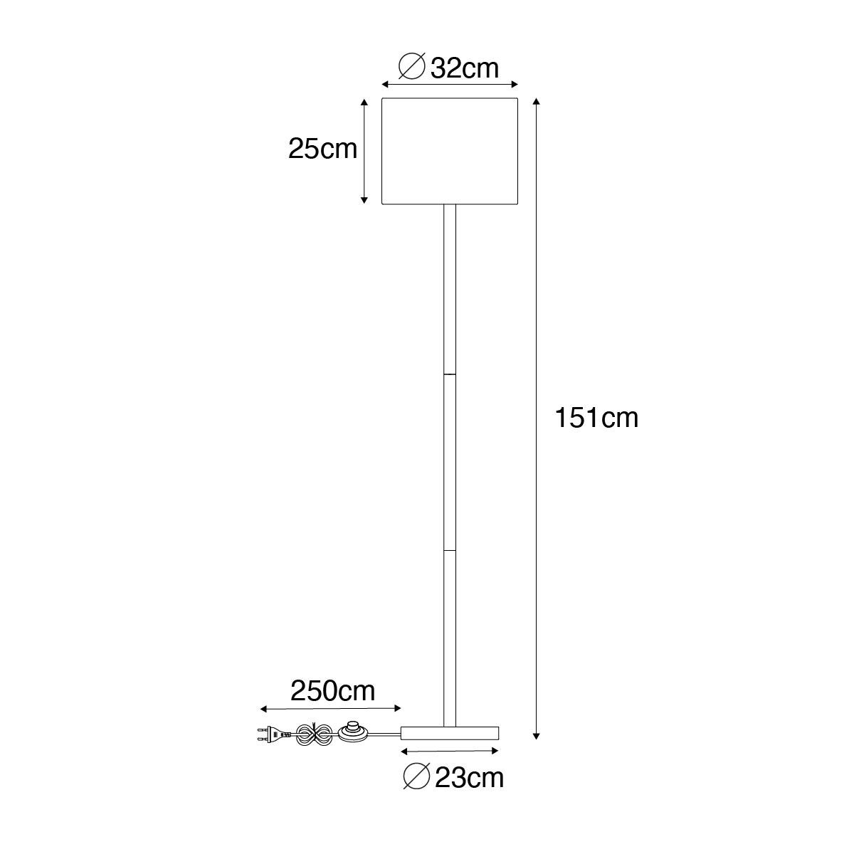 QAZQA Landelijke vloerlamp hout met linnen kap naturel 32 cm - Mels