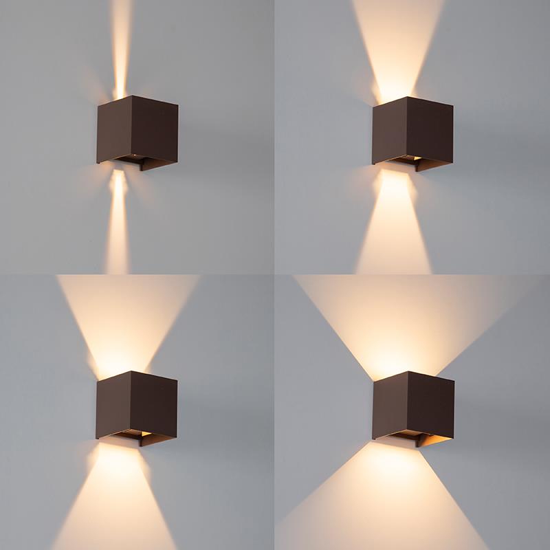 QAZQA Buiten wandlamp roestbruin incl. LED 2-lichts IP54 - Edwin