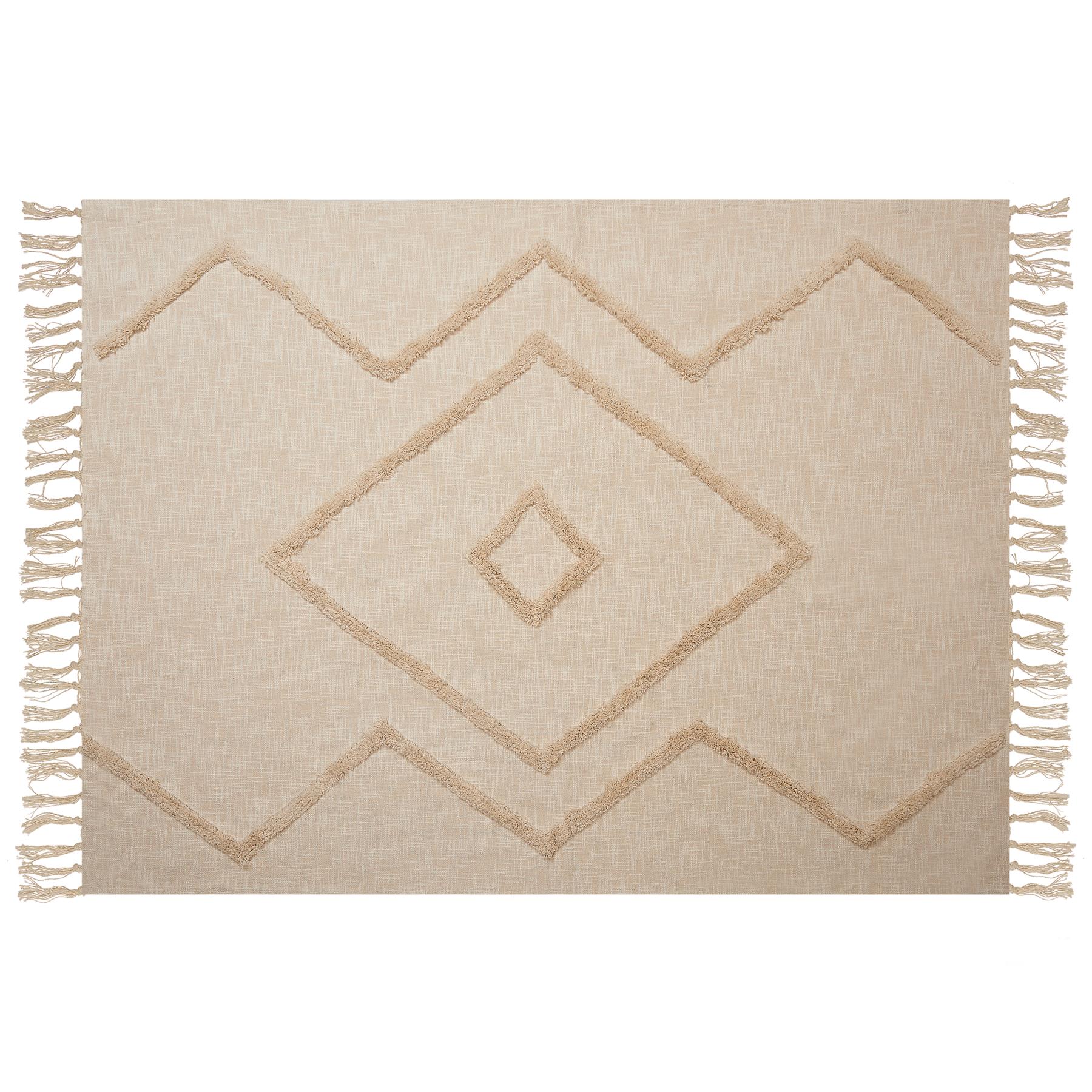 Beliani - JAUNPUR - Plaid - Beige - 130 x 180 cm - Katoen