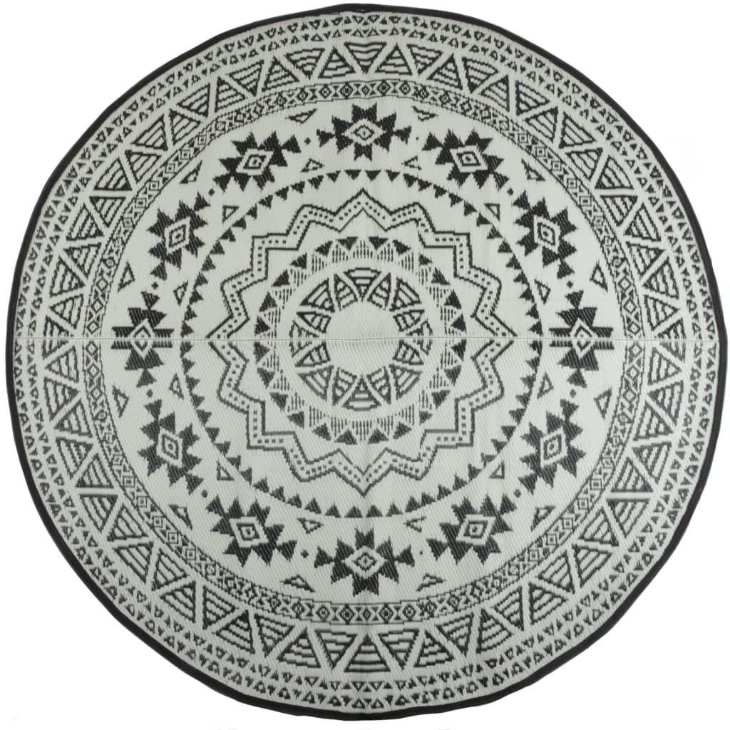 Esschert Design Buitenkleed 180 cm zwart en wit OC18