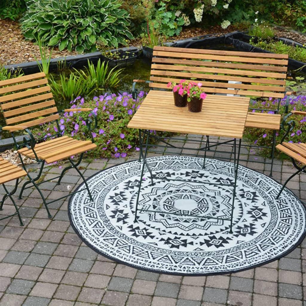 Esschert Design Buitenkleed 180 cm zwart en wit OC18