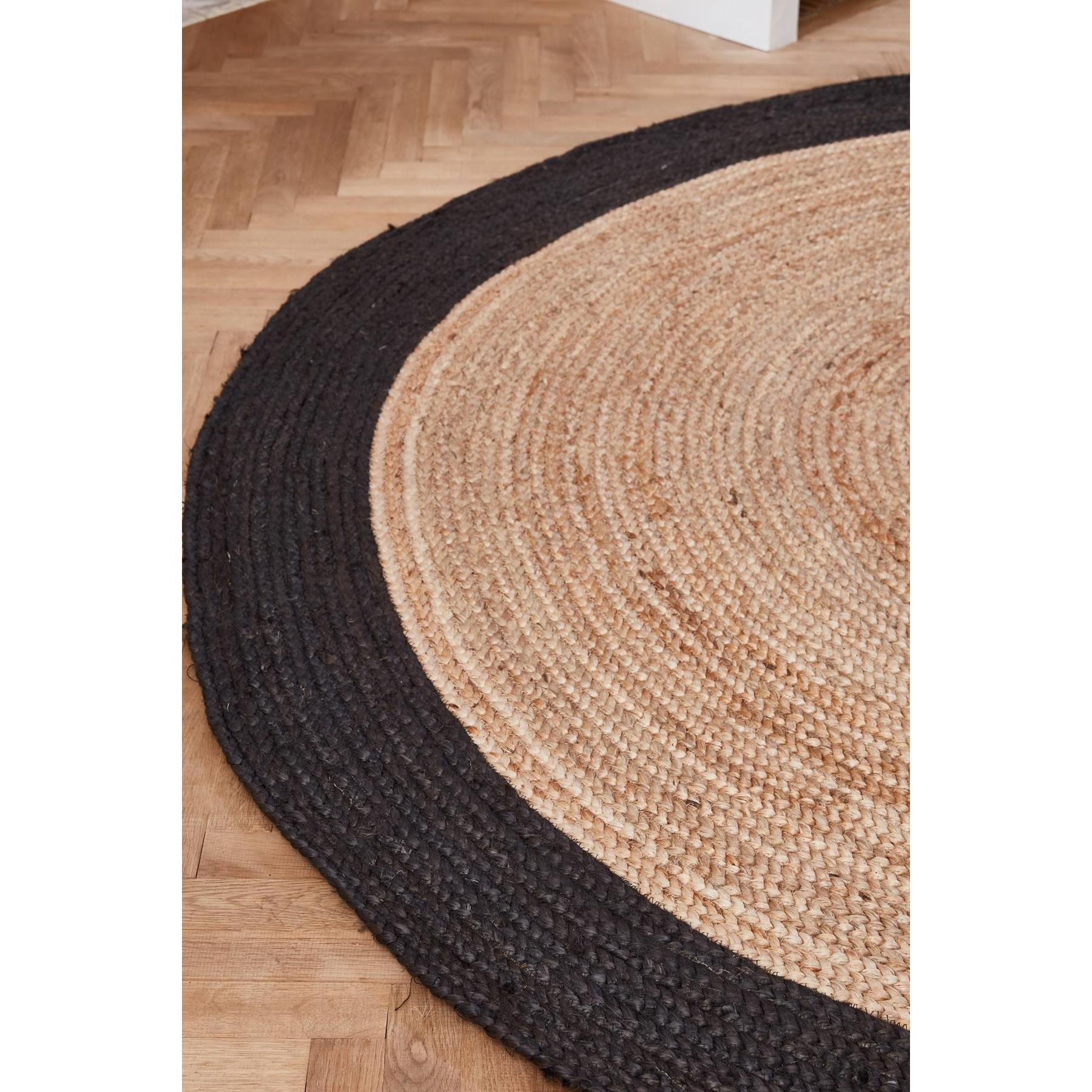 Eva Interior- 	Rond vloerkleed Jute Naturel|Antraciet
