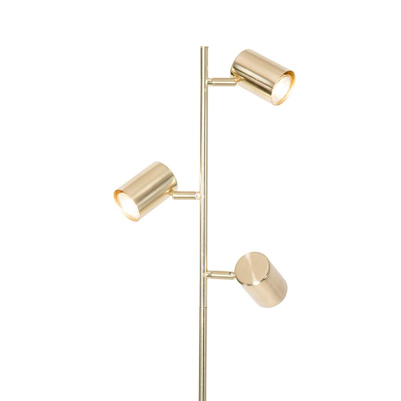 QAZQA Moderne vloerlamp messing 3-lichts - Jeana