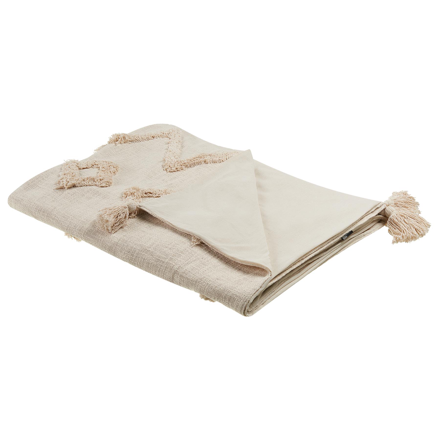 Beliani - GUNA - Plaid - Lichtbeige - 130 x 180 cm - Katoen