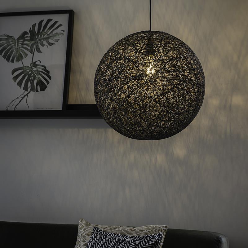 QAZQA Design hanglamp zwart bol 45cm - Corda