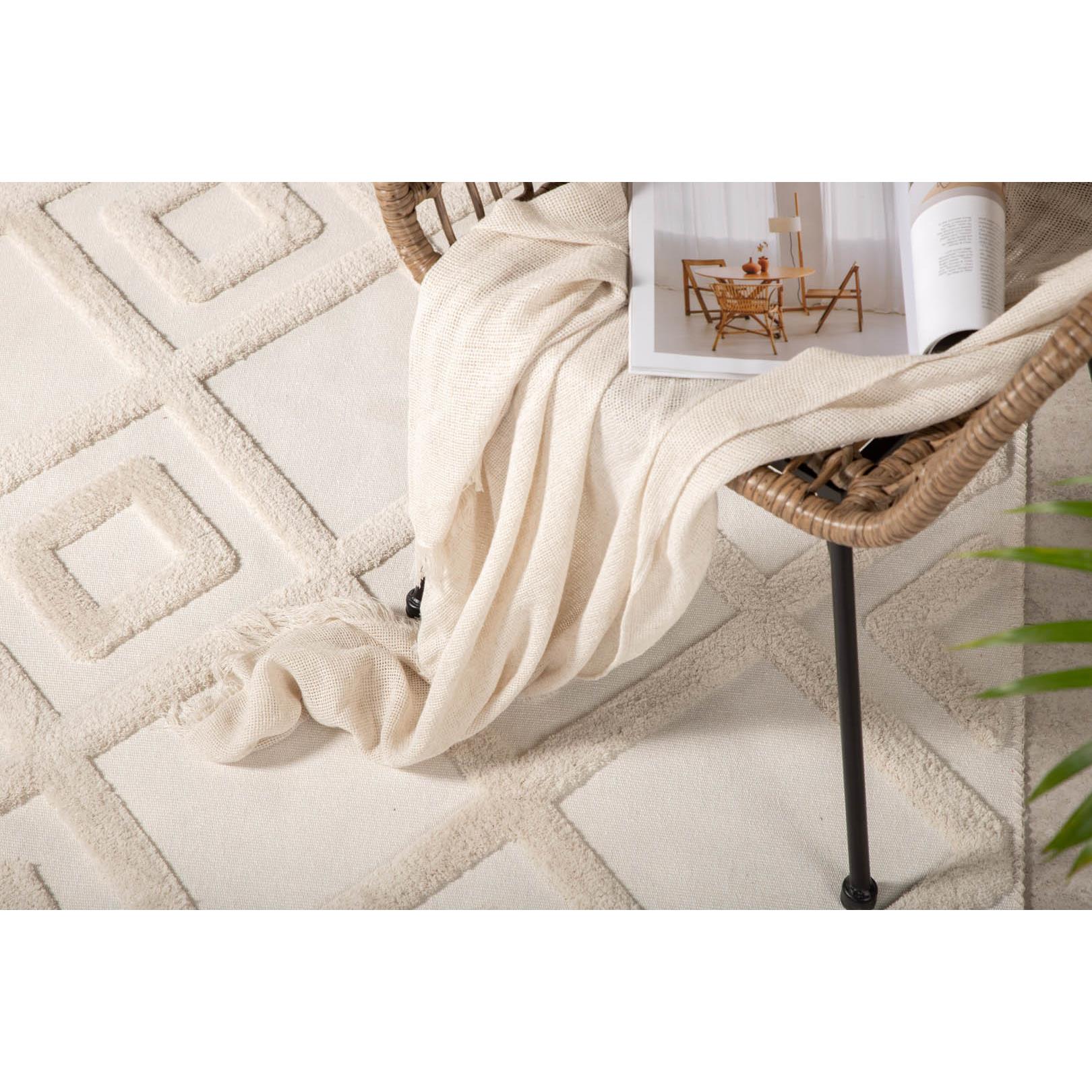 Hioshop Towa vloerkleed 230x160 cm polyester wit.