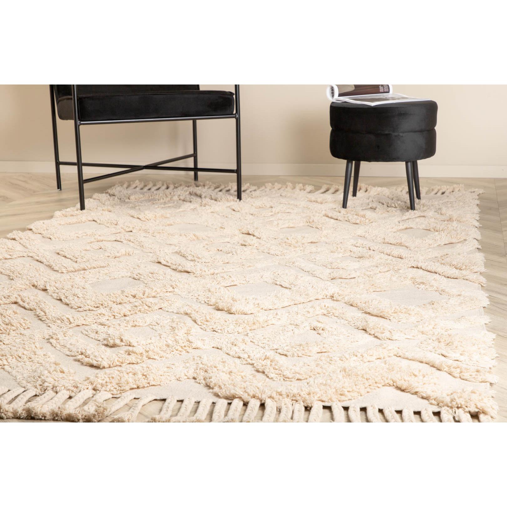 Hioshop Hilma vloerkleed 230x160 cm katoen naturel.