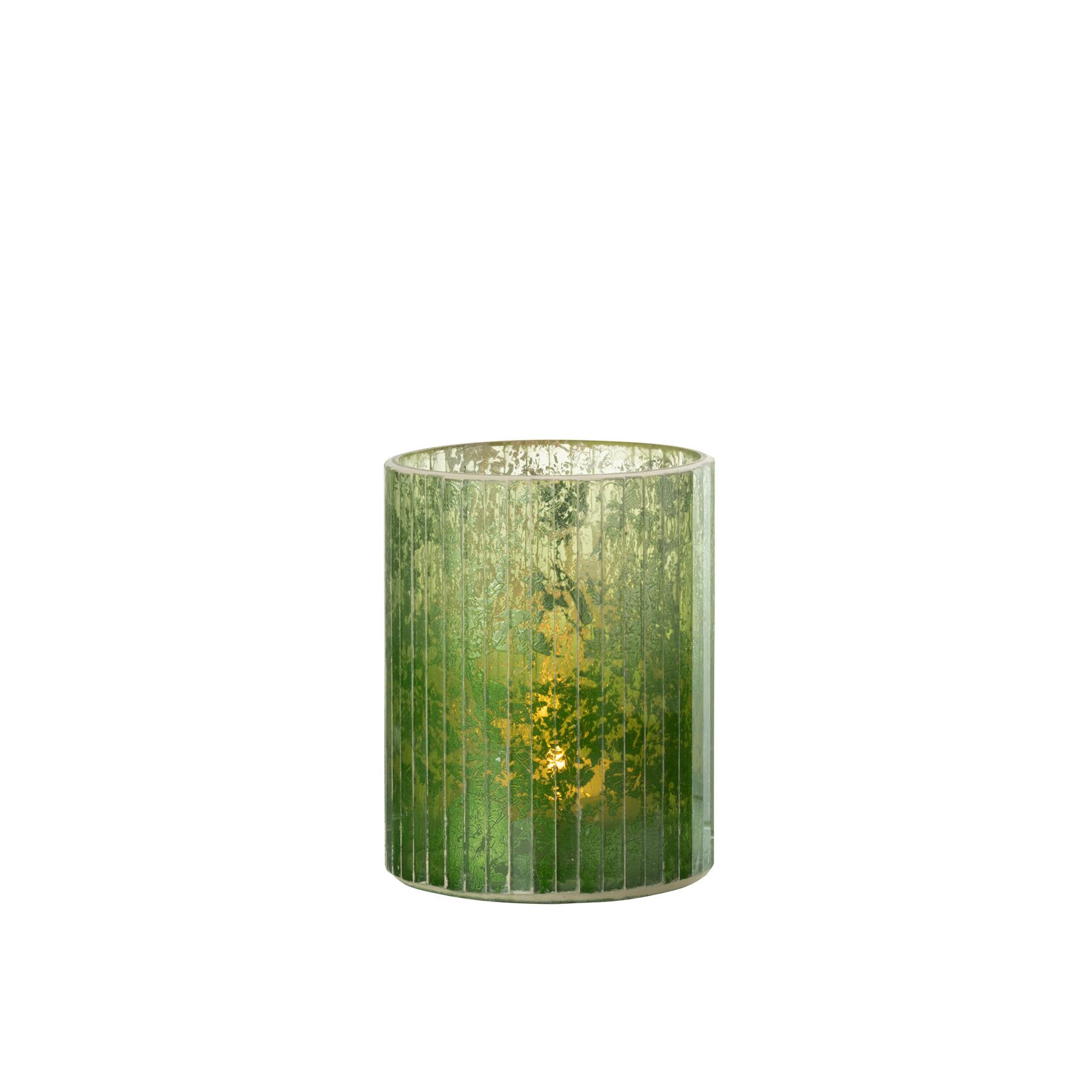 J-Line windlicht Strepen - glas - groen - medium