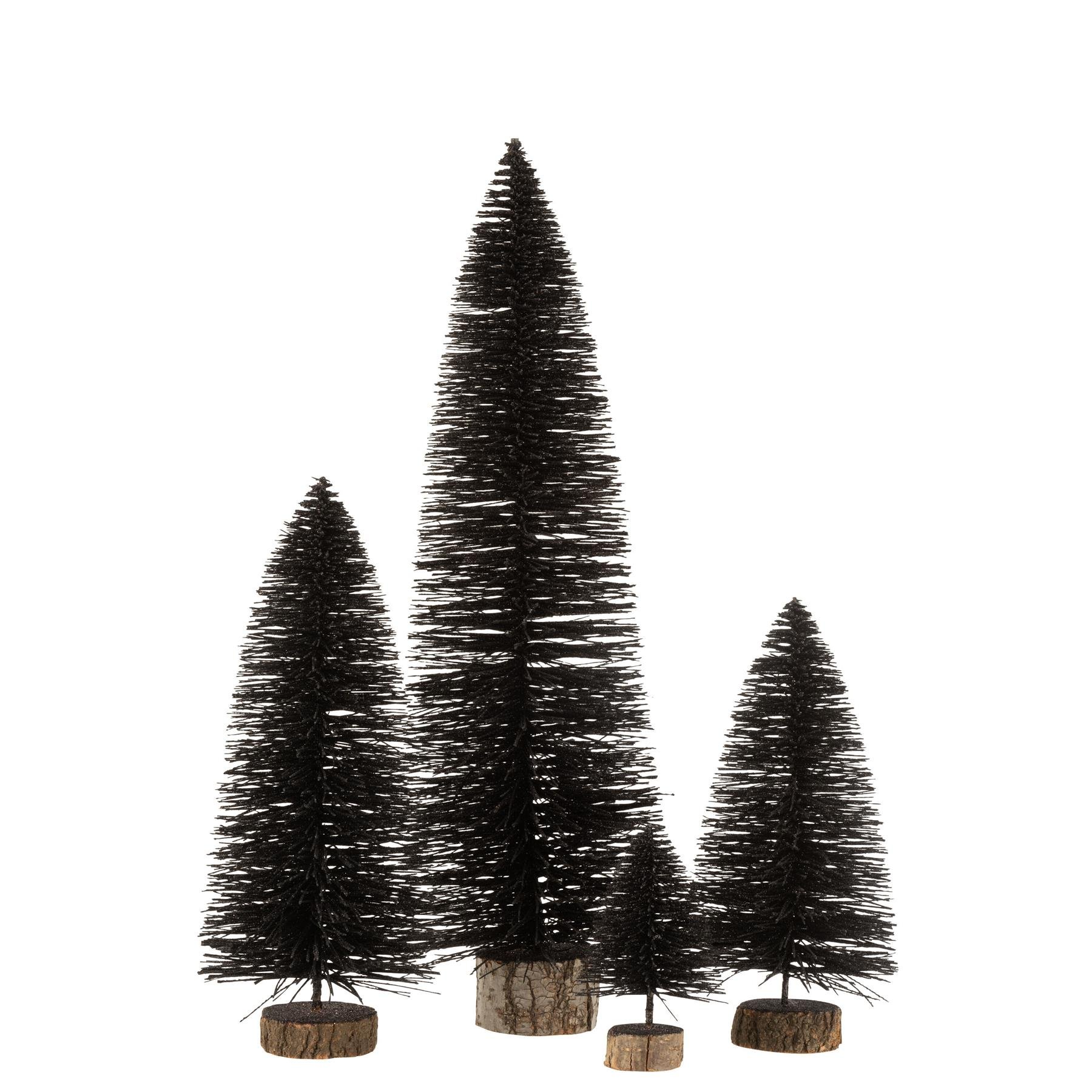 J-Line decoratie Kerstboom - polyresin - glitter|zwart - large