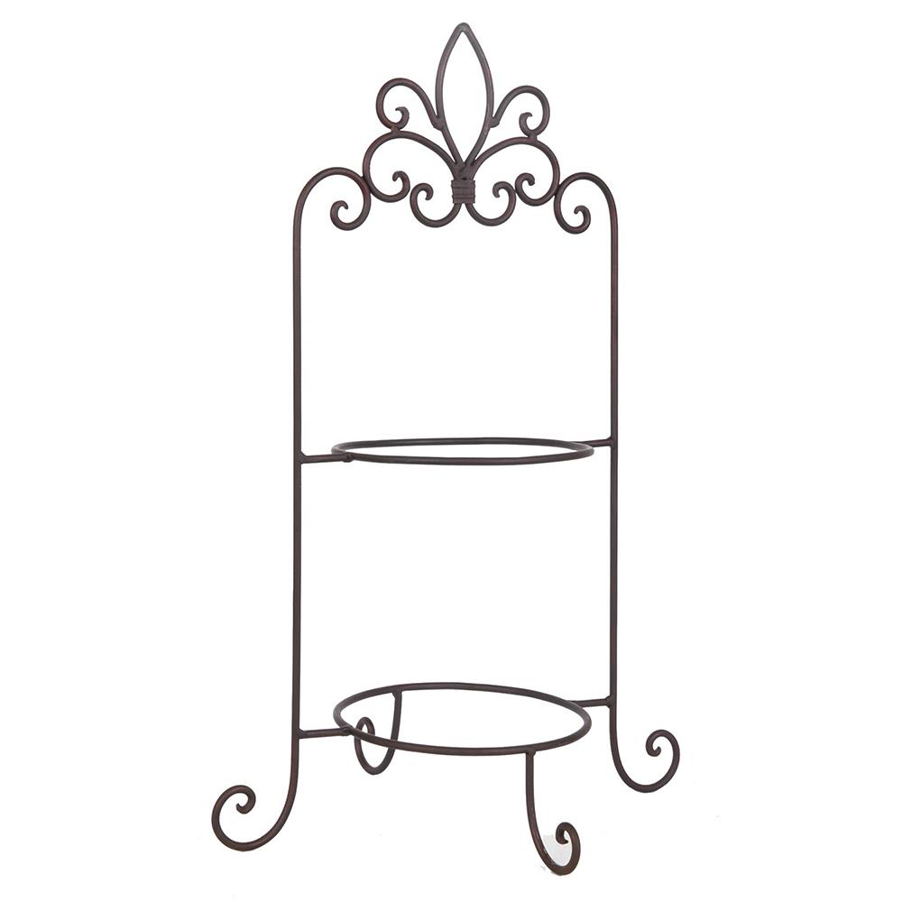 Clayre & Eef Etagère voor 2 borden  38x30x57 cm Bruin Ijzer Rond