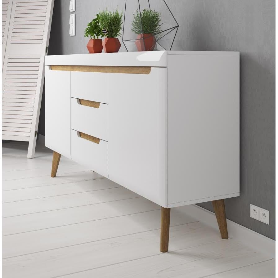 Meubella Dressoir Nebraska - Wit - Eiken - 160 cm