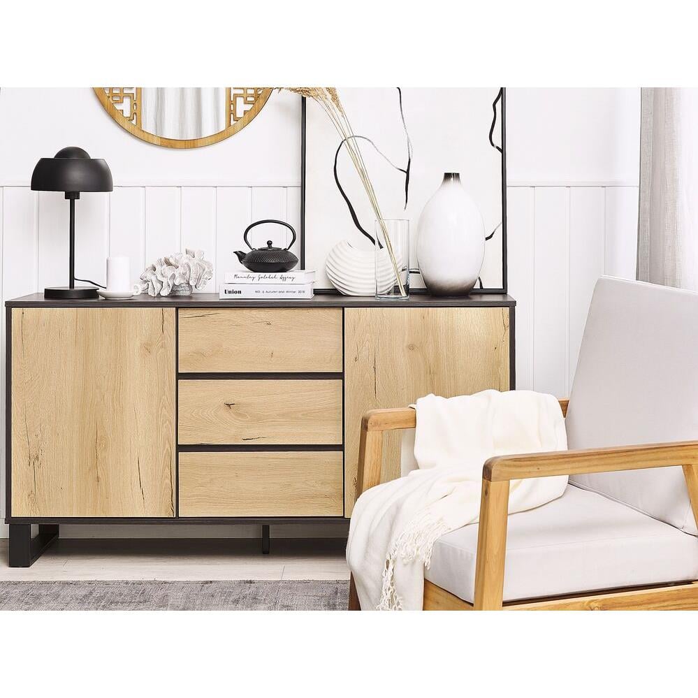 Beliani - ELDA - Sideboard - Lichte houtkleur|Donkerbruin - MDF