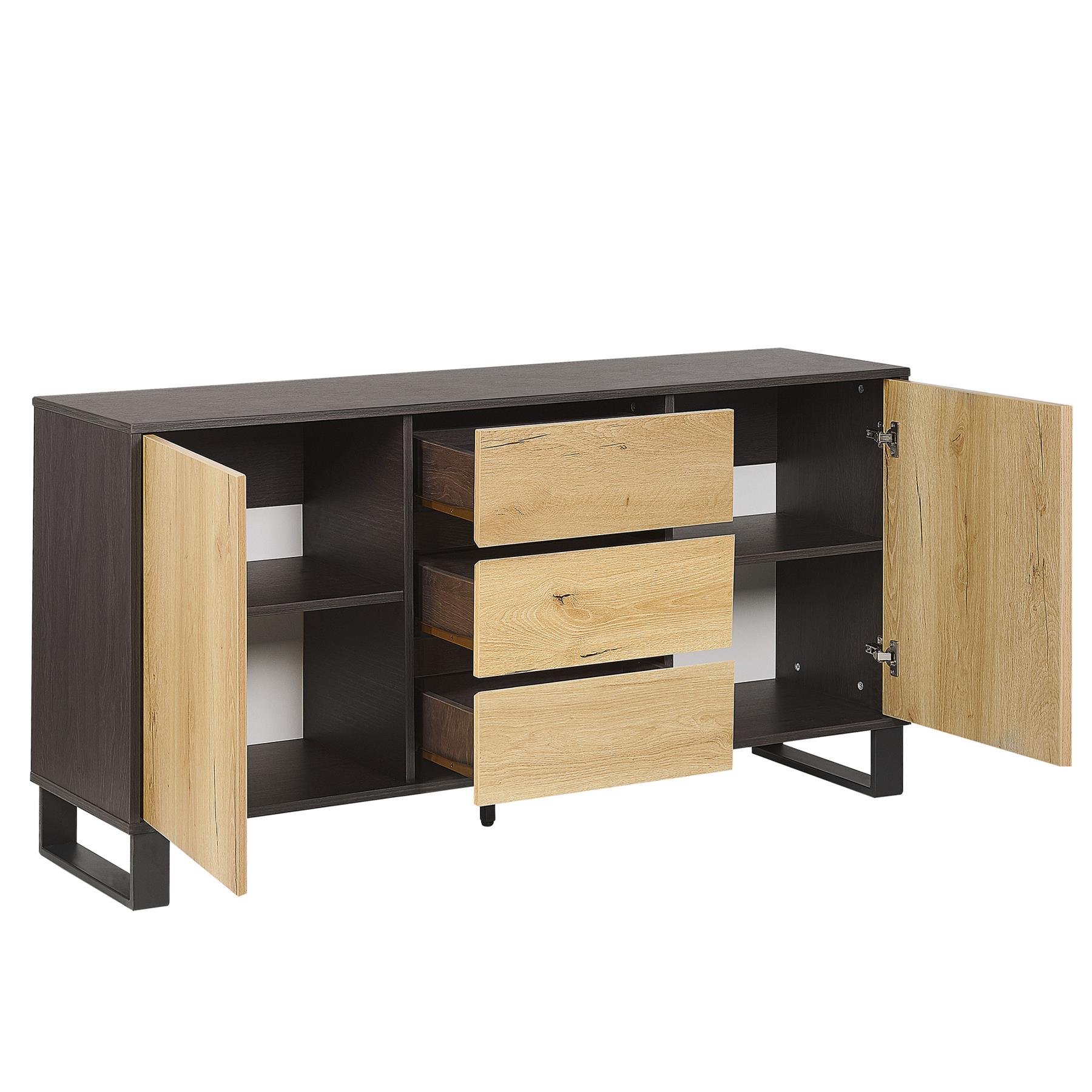 Beliani - ELDA - Sideboard - Lichte houtkleur|Donkerbruin - MDF