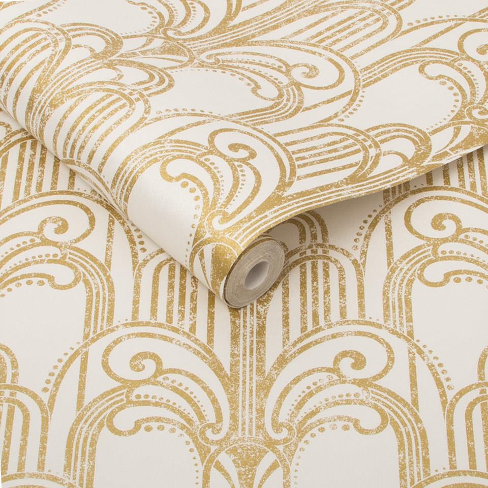 Graham & Brown vliesbehang Art Deco Gold Pearl Goud