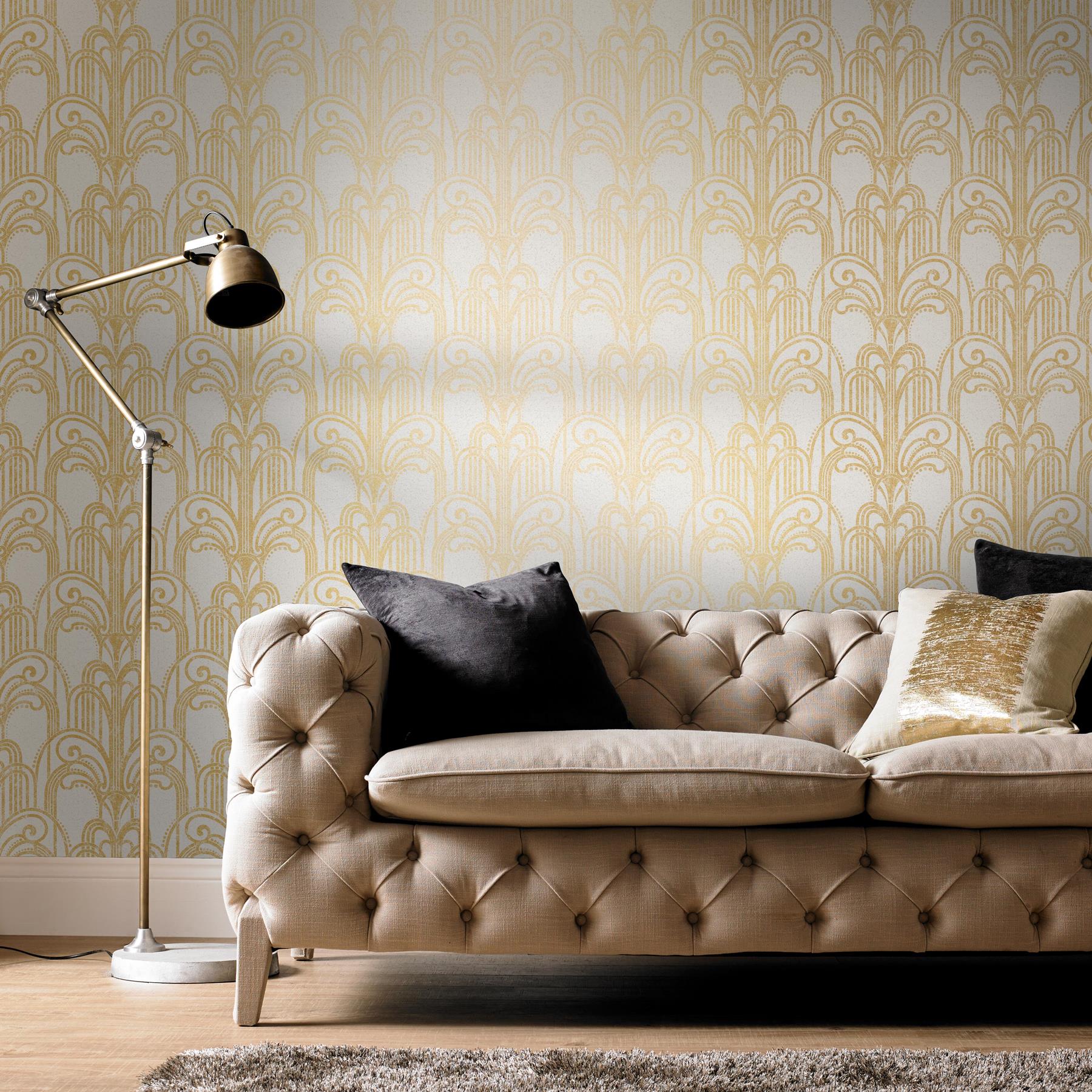 Graham & Brown vliesbehang Art Deco Gold Pearl Goud