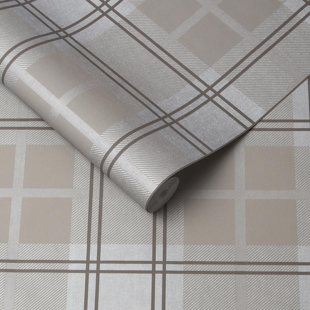 Graham & Brown vliesbehang Tartan Earth Bruin