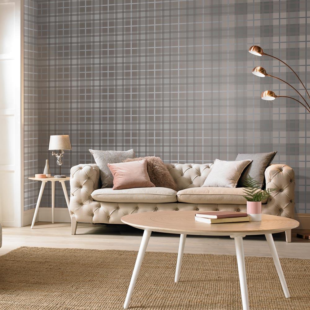 Graham & Brown vliesbehang Tartan Earth Bruin