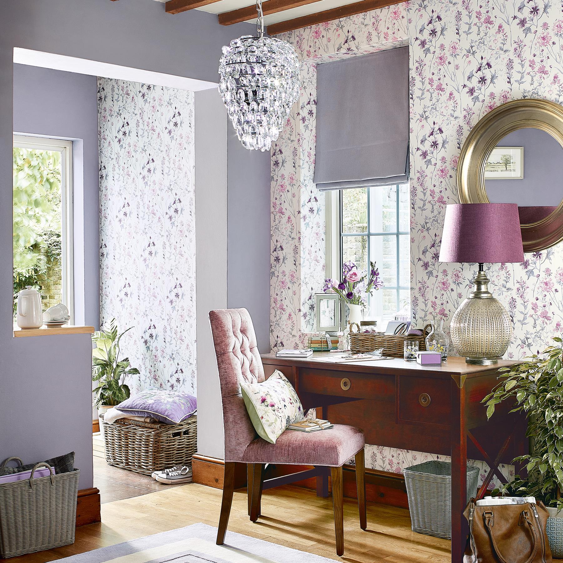 Laura Ashley Wild Meadow Behang - Bloemen - 10mx52cm - Paars
