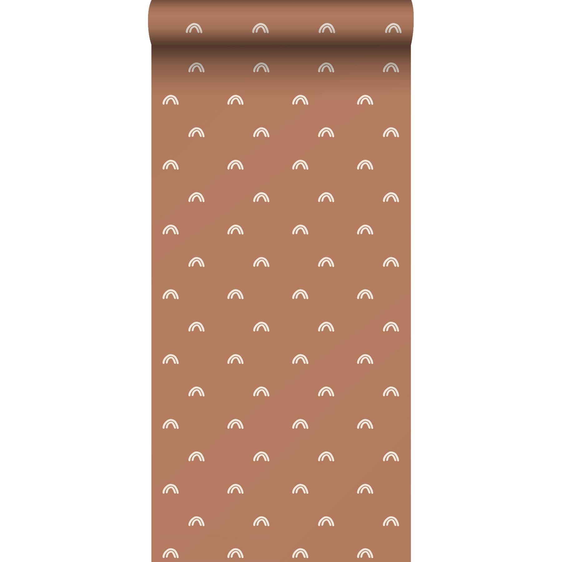 ESTAhome Behang Regenboogjes Terracotta En Wit 50 X 900 Cm 139385