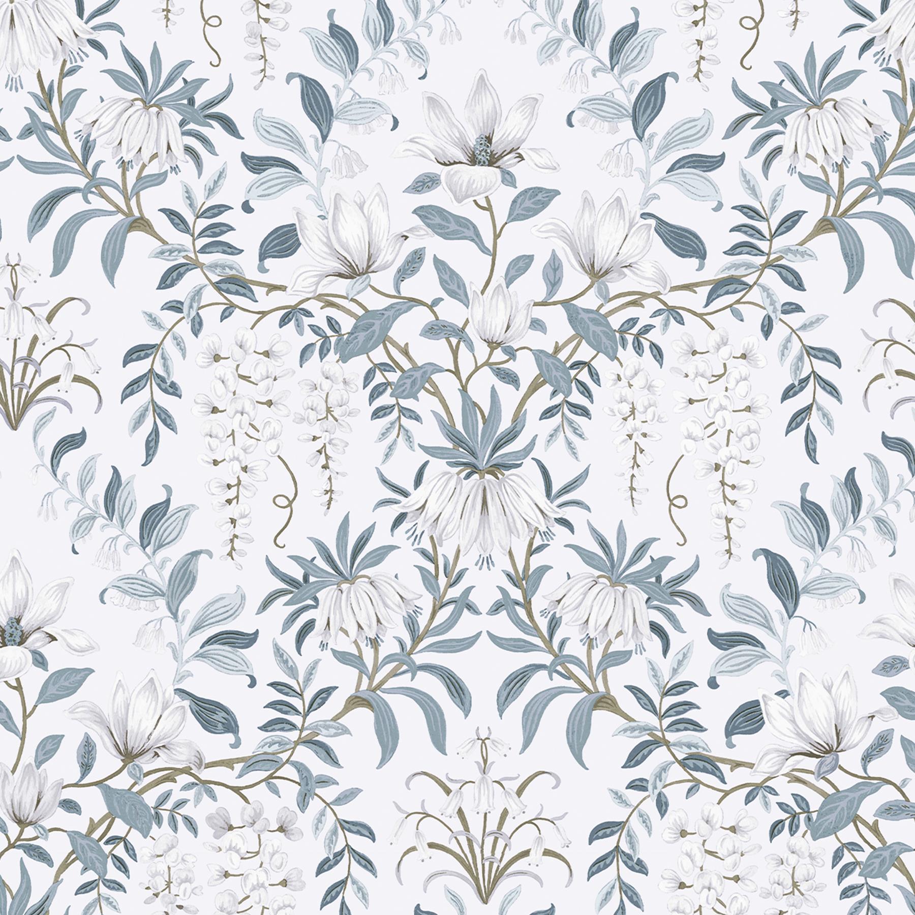 Laura Ashley Parterre Behang - Bloemen - 10mx52cm - Blauw