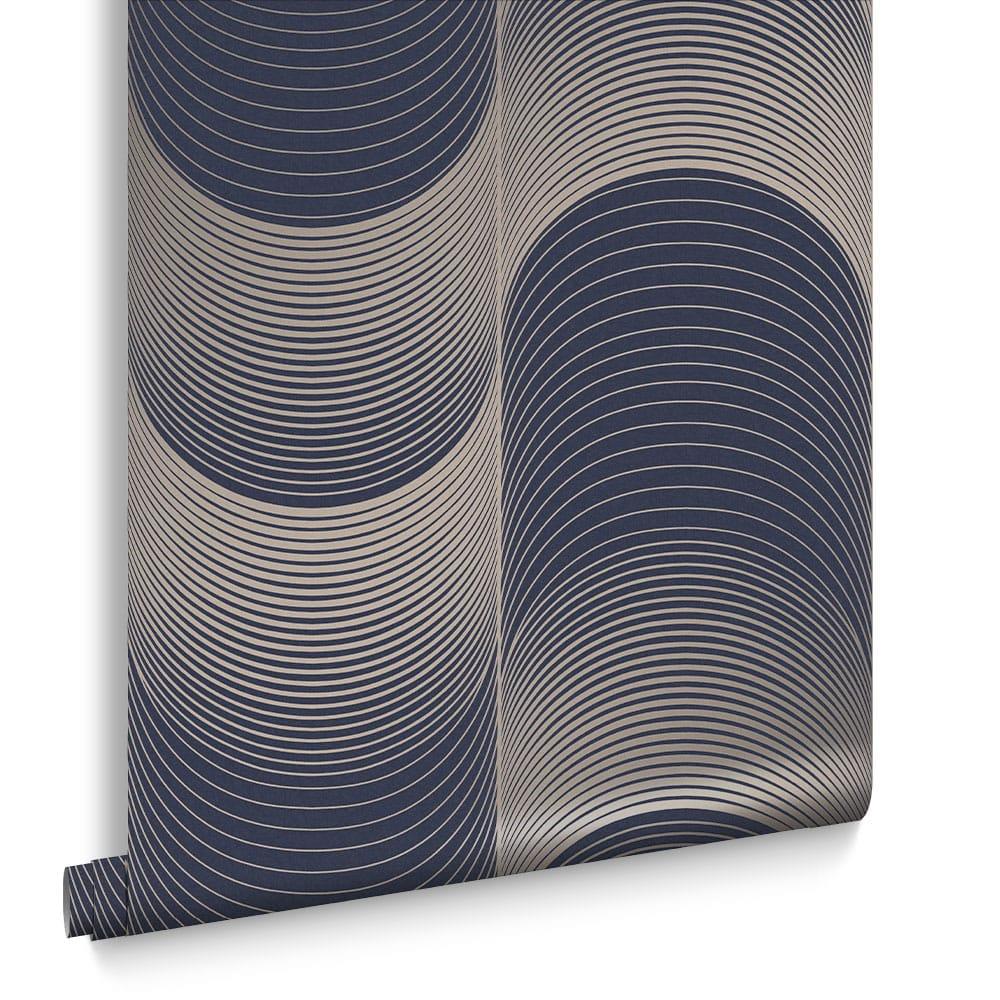 Graham & Brown vliesbehang Eclipse Navy & Pale Gold blauw