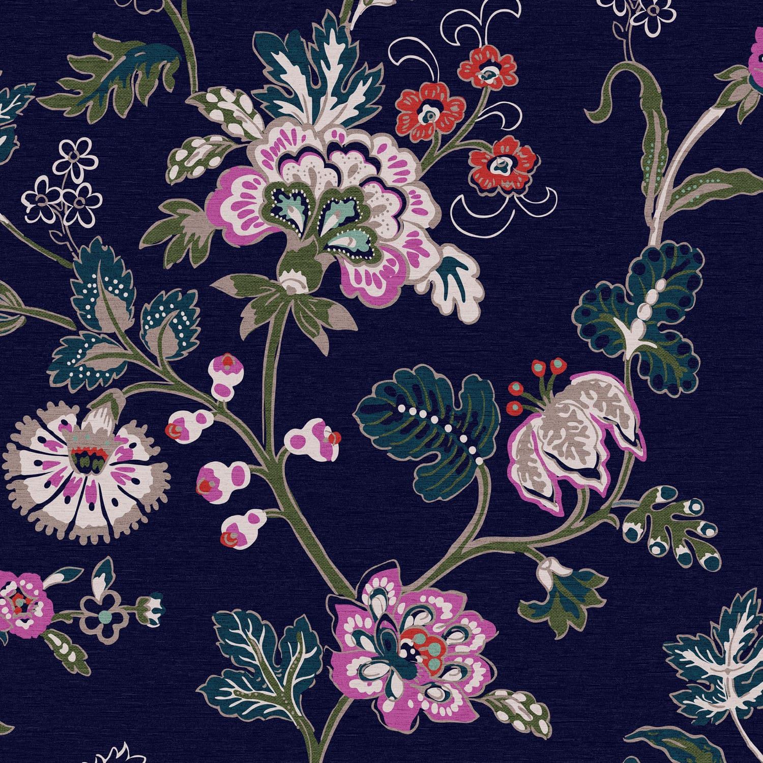 Joules vliesbehang Vine Cottage Floral Royal Navy