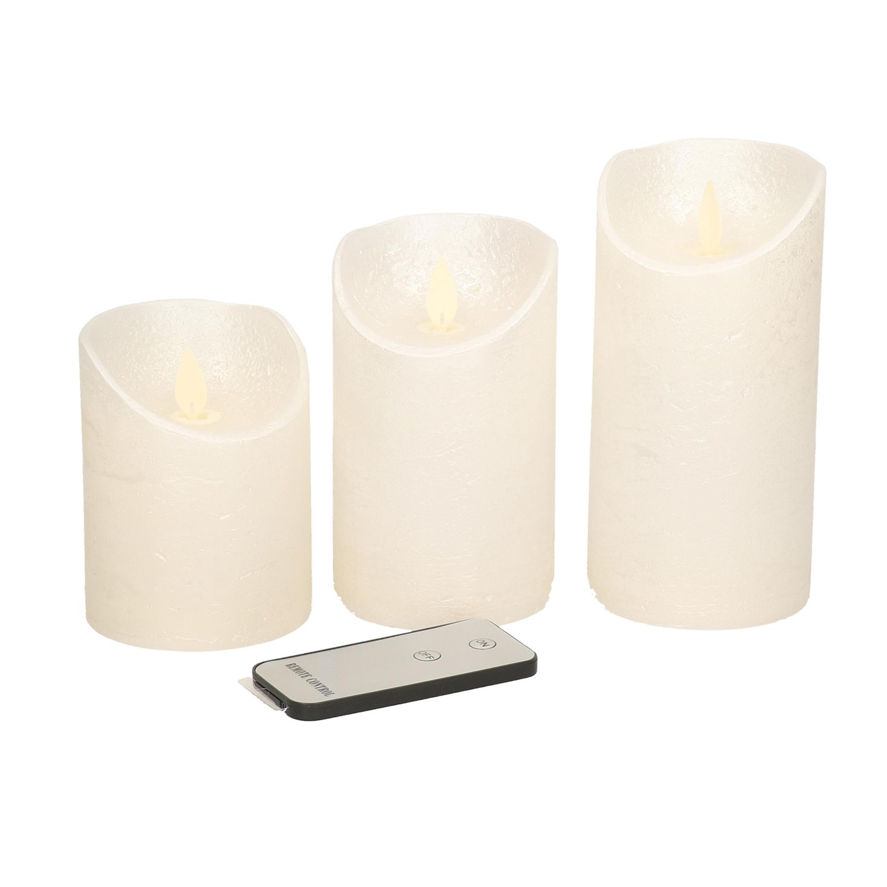 Anna's Collection Stompkaarsen - 3x - creme|parel wit - LED