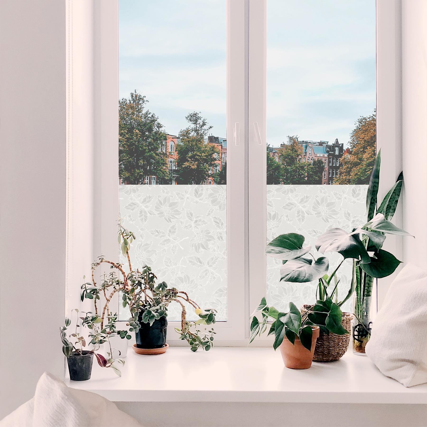 d-c-fix Damast Raamfolie - 45x200cm - Melkglas - Planten - Zelfklevend