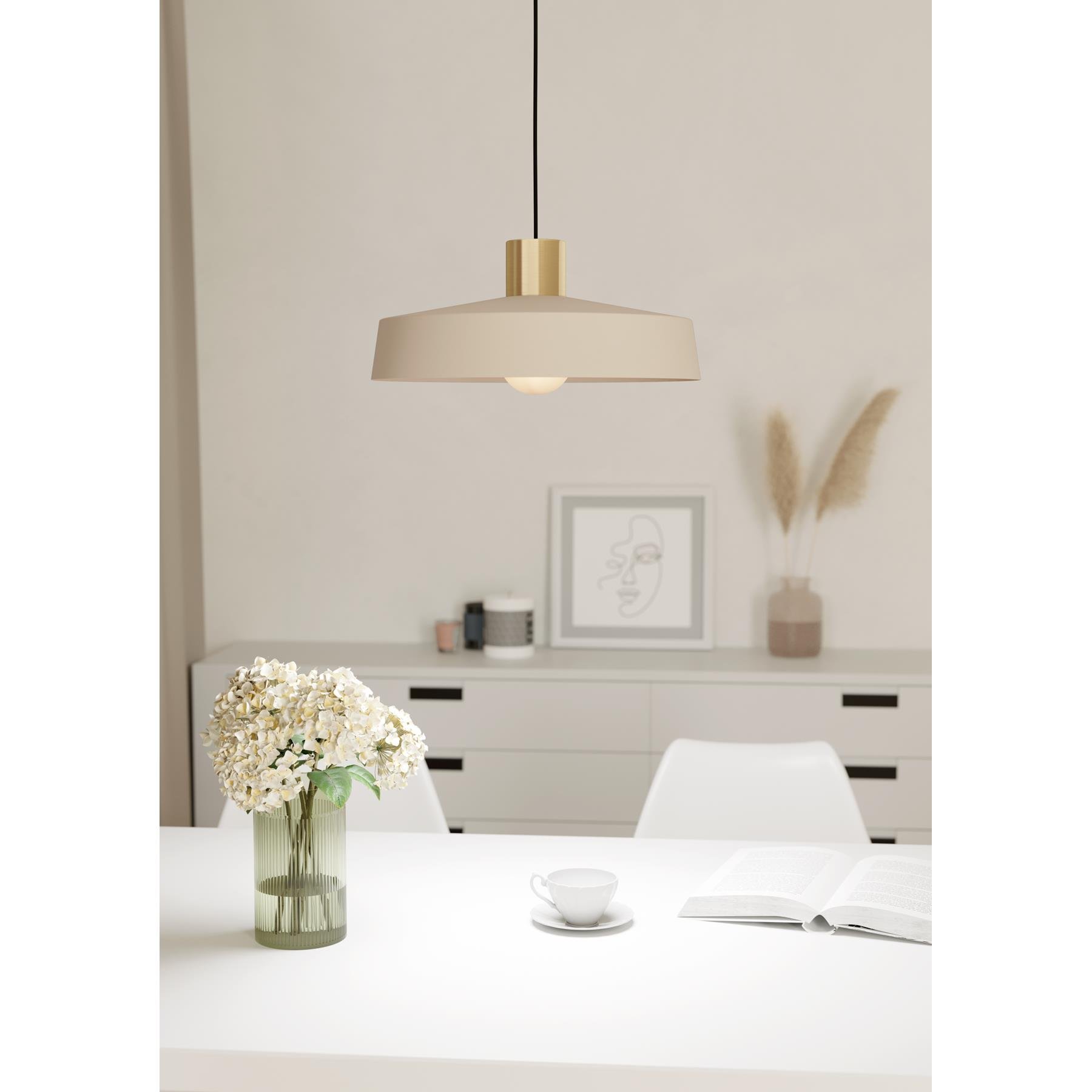 EGLO Valdiola Hanglamp - E27 - Ø 36 cm - Beige|Goud - Staal