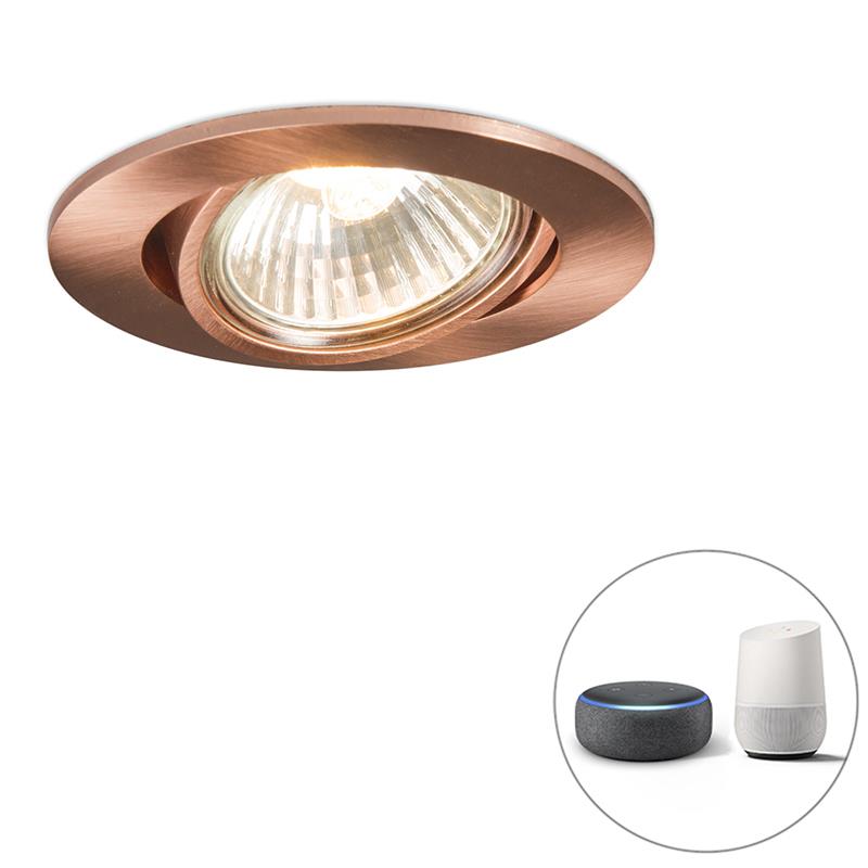 QAZQA Smart inbouwspot koper kantelbaar incl. Wifi GU10 - Cisco