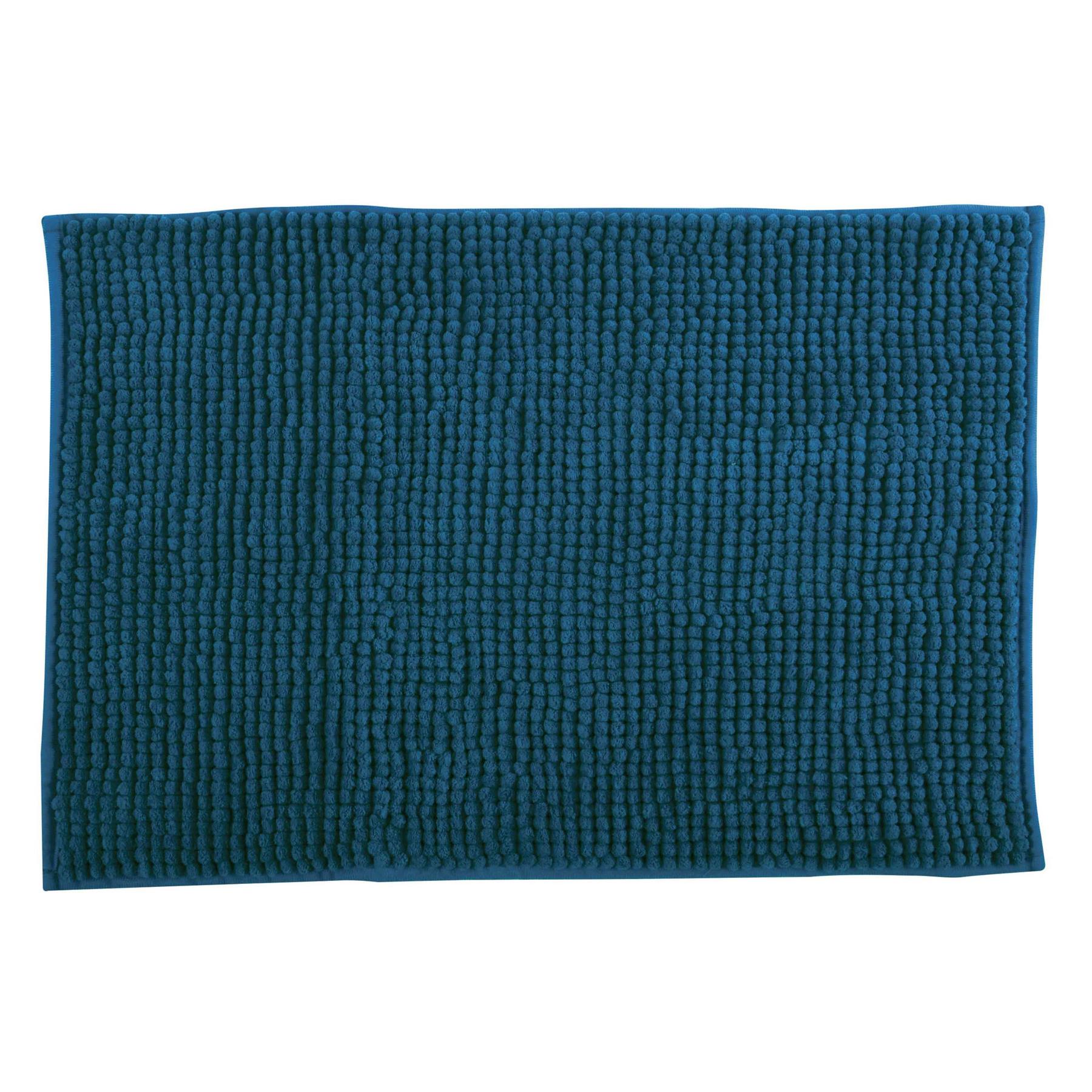 MSV Badkamerkleed|badmat voor op de vloer - donkerblauw - 60 x 90 cm