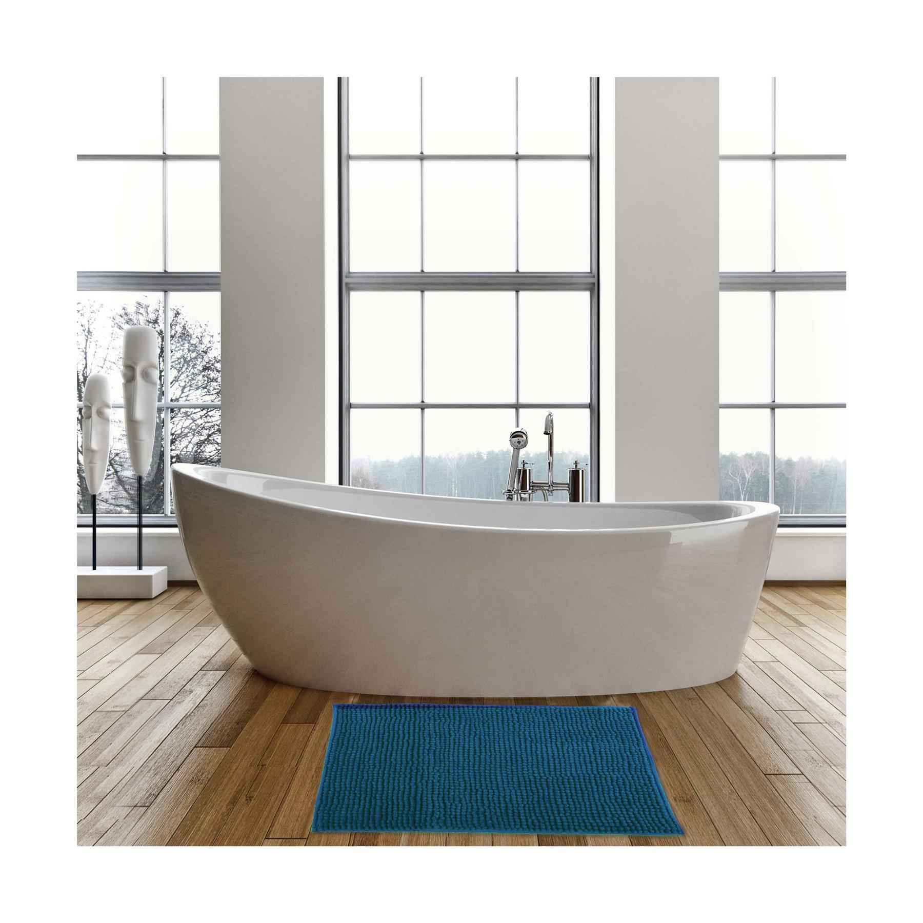 MSV Badkamerkleed|badmat voor op de vloer - donkerblauw - 60 x 90 cm